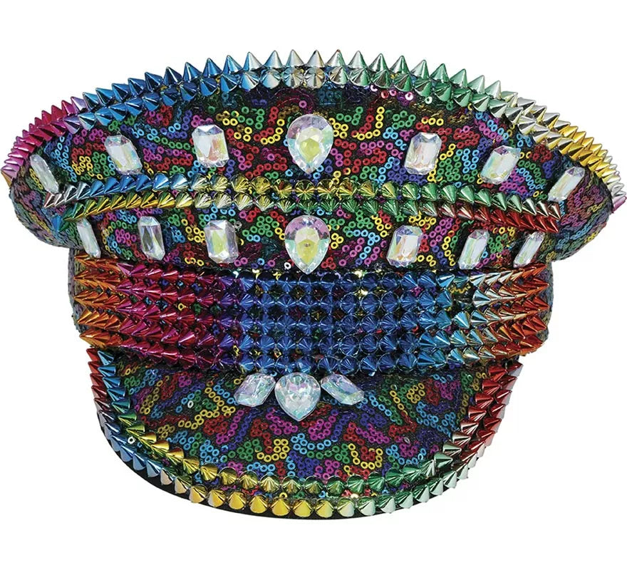 Translation missing: de.Gorra de Policía Arcoíris con Tachuelas adultos