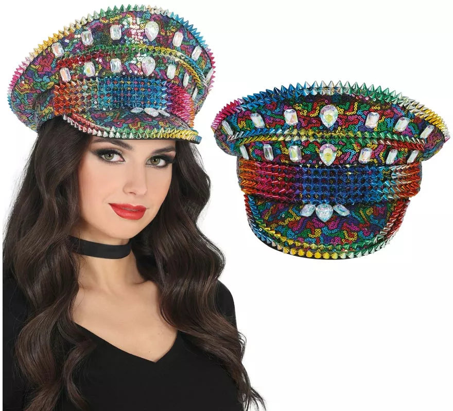 Translation missing: de.Gorra de Policía Arcoíris con Tachuelas adultos