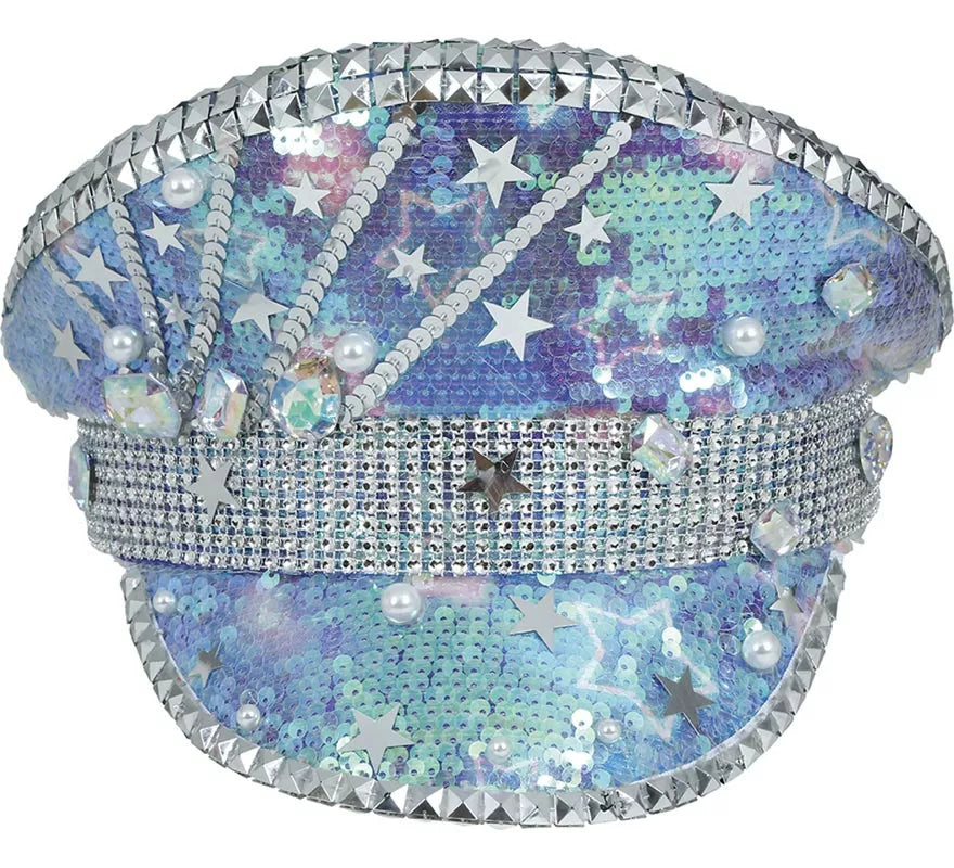 Translation missing: de.Gorra de Policía azul con Perlas adultos
