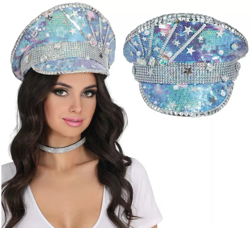 Translation missing: de.Gorra de Policía azul con Perlas adultos