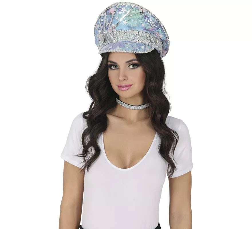 Translation missing: de.Gorra de Policía azul con Perlas adultos