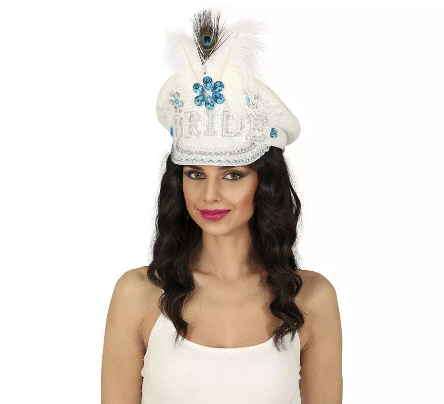 Translation missing: de.Gorra de Policía Bride con plumas y pedrería adulto