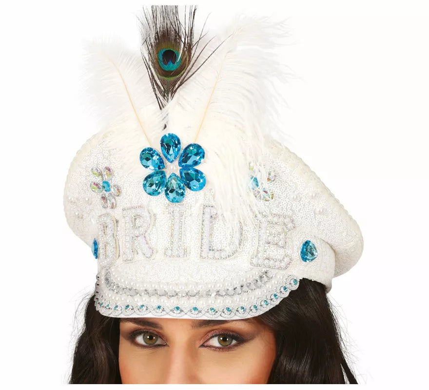 Translation missing: de.Gorra de Policía Bride con plumas y pedrería adulto