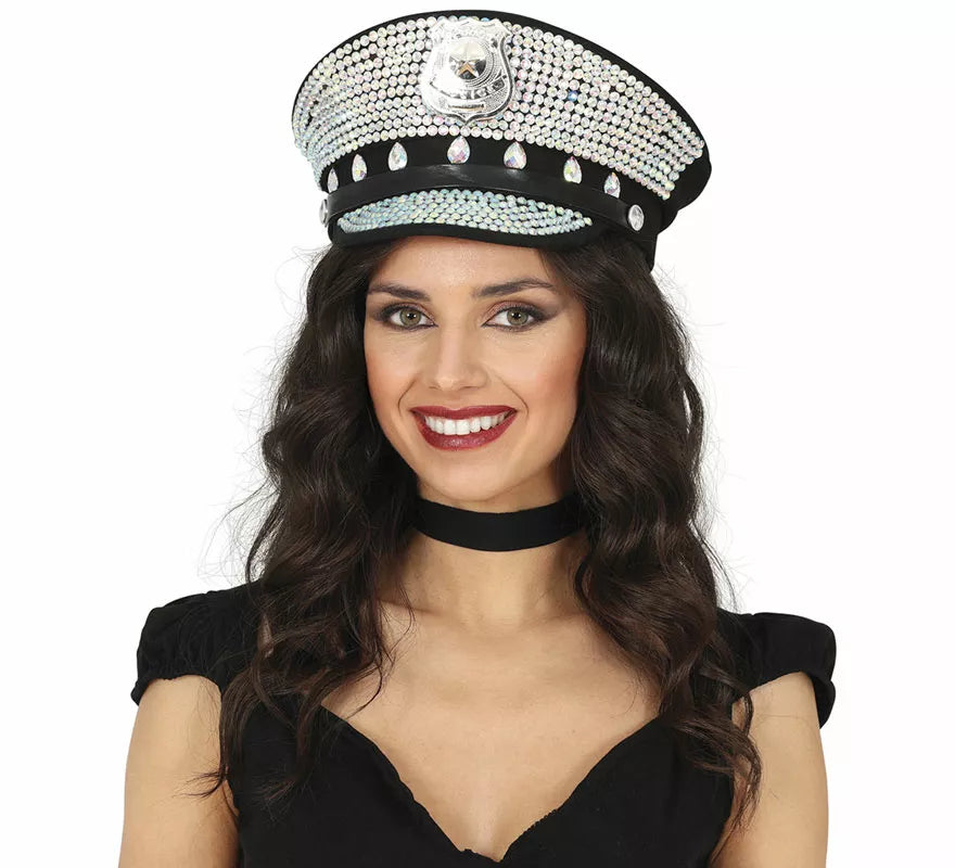 Translation missing: de.Gorra de Policía con brillantes adulto