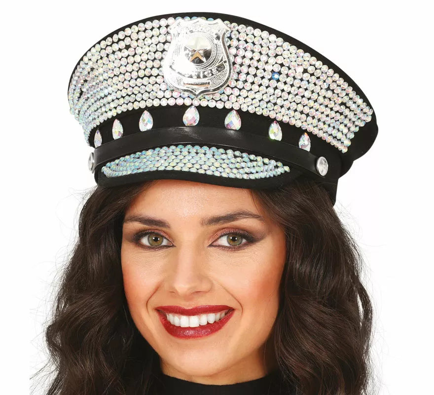 Translation missing: de.Gorra de Policía con brillantes adulto