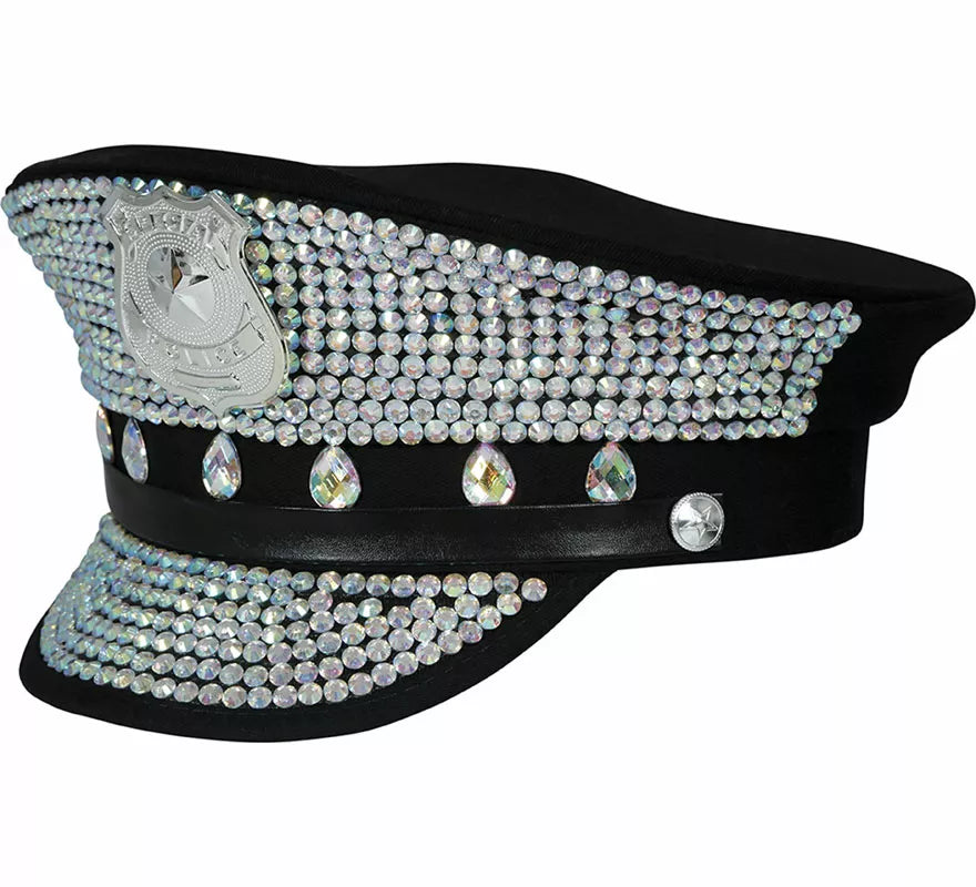 Translation missing: de.Gorra de Policía con brillantes adulto