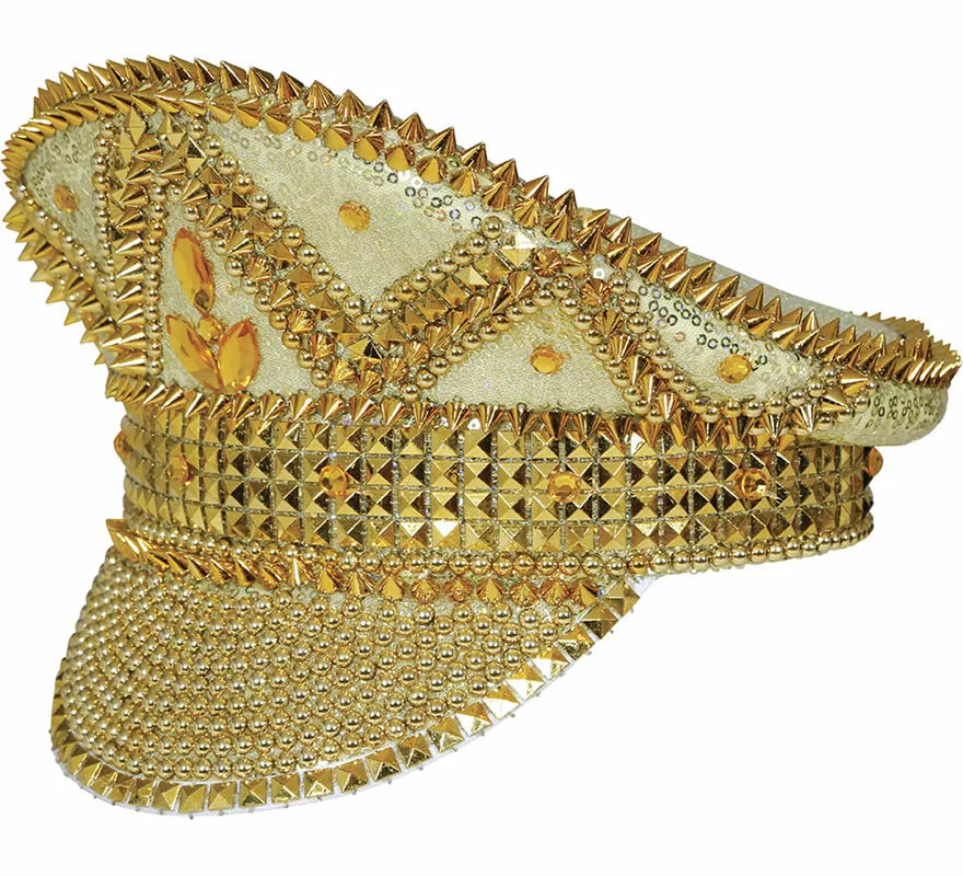Translation missing: de.Gorra de Policía dorado con pedrería adulto