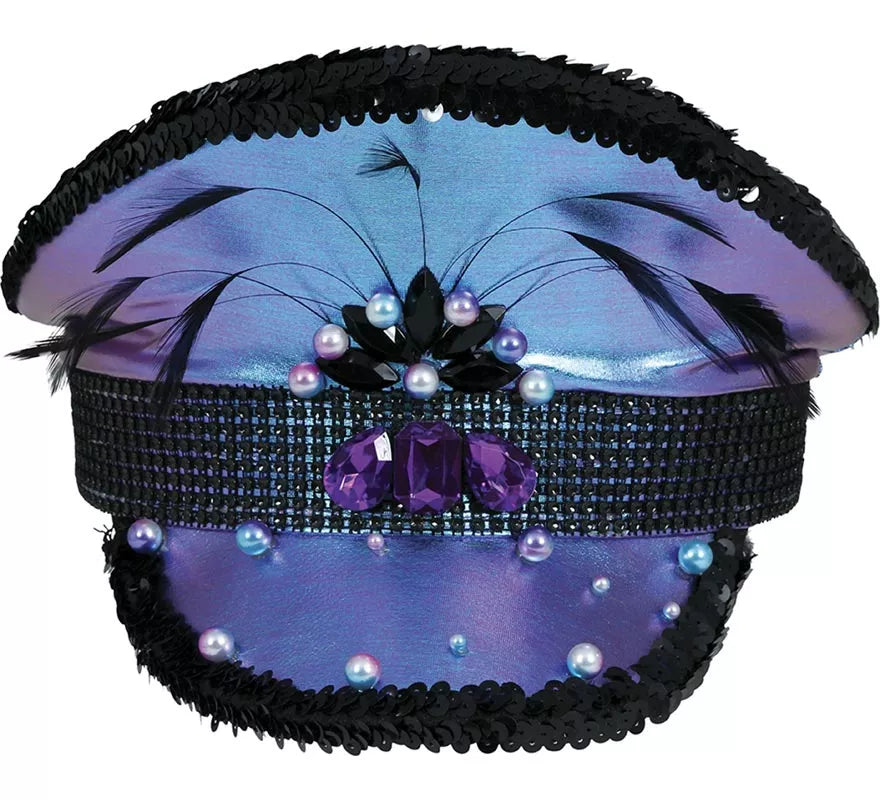 Translation missing: de.Gorra de Policía morada con Plumas adultos