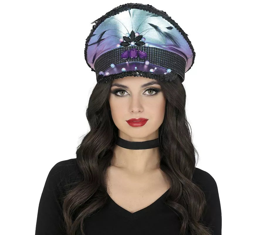 Translation missing: de.Gorra de Policía morada con Plumas adultos