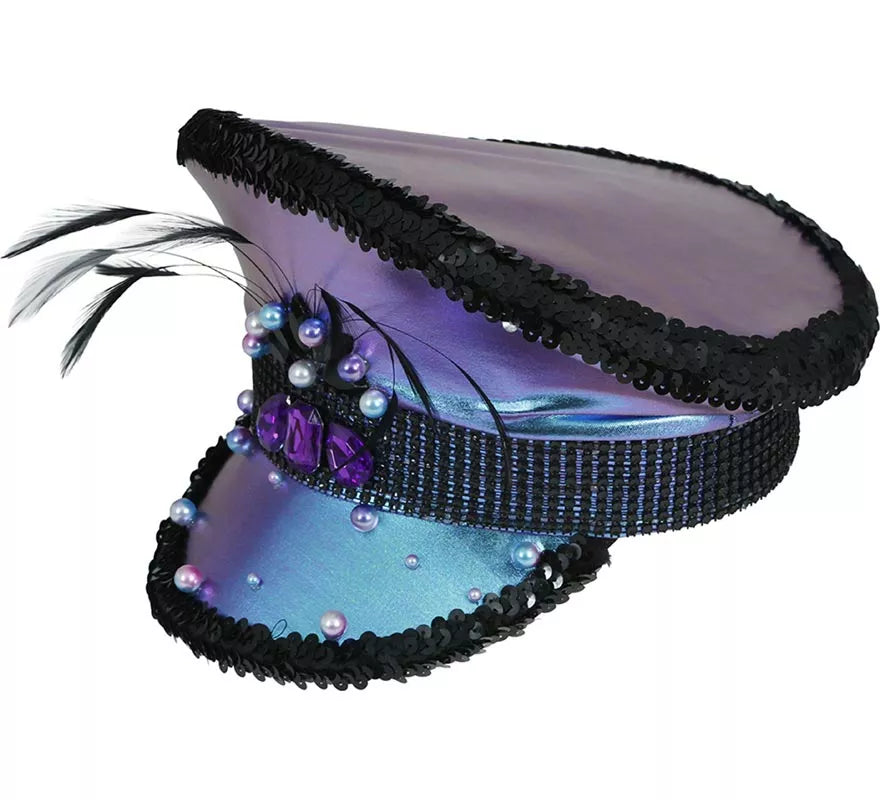 Translation missing: de.Gorra de Policía morada con Plumas adultos