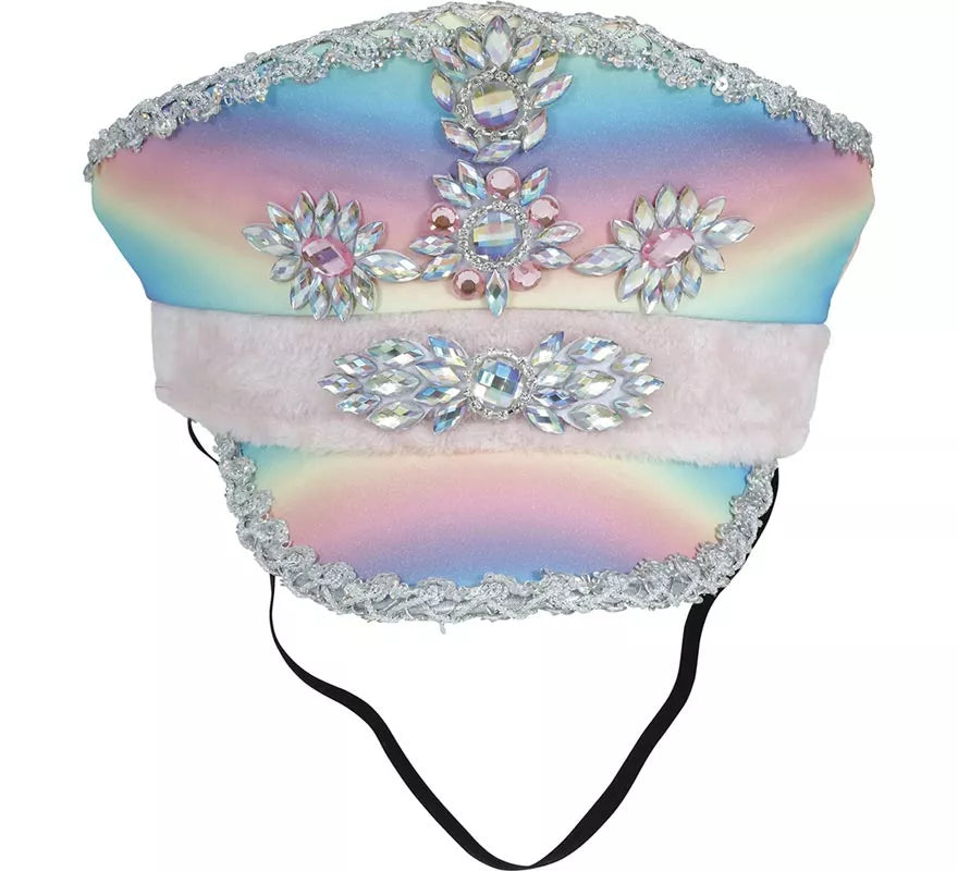 Translation missing: de.Gorra de Policía multicolor con Cinta rosa adultos