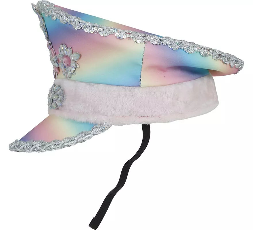 Translation missing: de.Gorra de Policía multicolor con Cinta rosa adultos