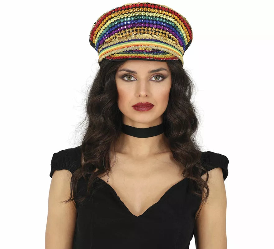 Translation missing: de.Gorra de Policía multicolor con pedrería adulto