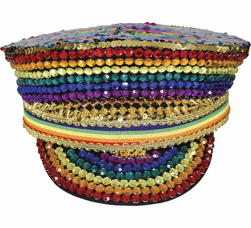 Gorra de Policía multicolor con pedrería adulto