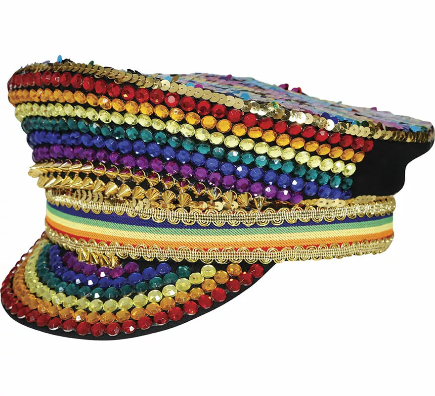 Translation missing: de.Gorra de Policía multicolor con pedrería adulto