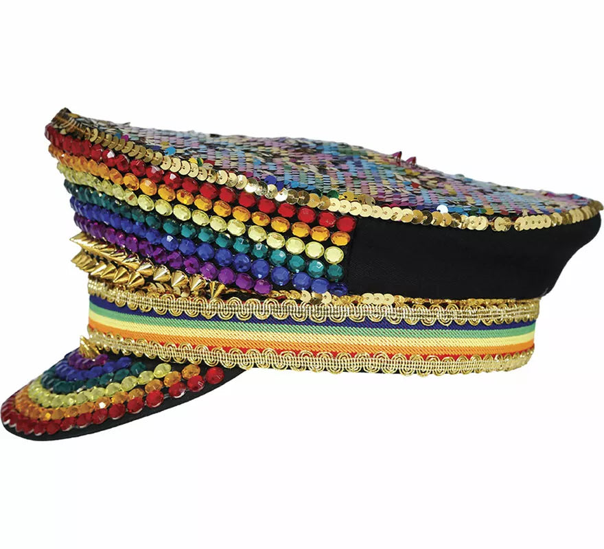 Gorra de Policía multicolor con pedrería adulto