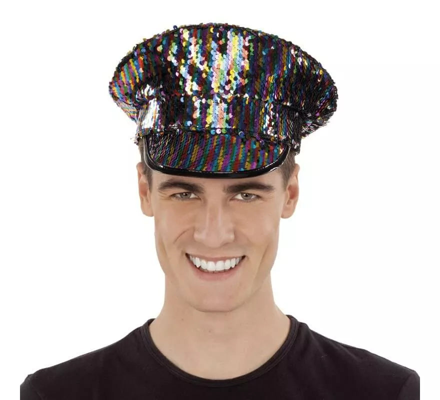 Translation missing: de.Gorra de Policía negra con lentejuelas Arcoíris