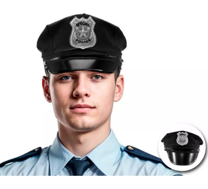 Translation missing: de.Gorra de Policía negro adulto