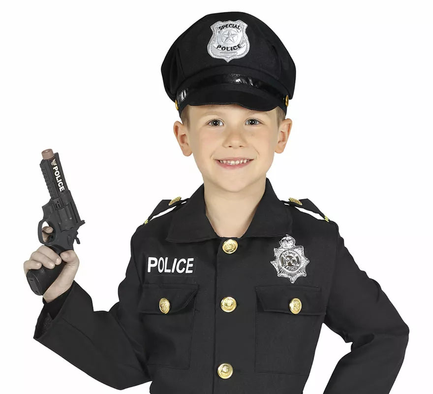 Translation missing: de.Gorra de Policía negro de tela infantil
