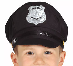 Schwarze Polizeimütze aus Stoff für Kinder