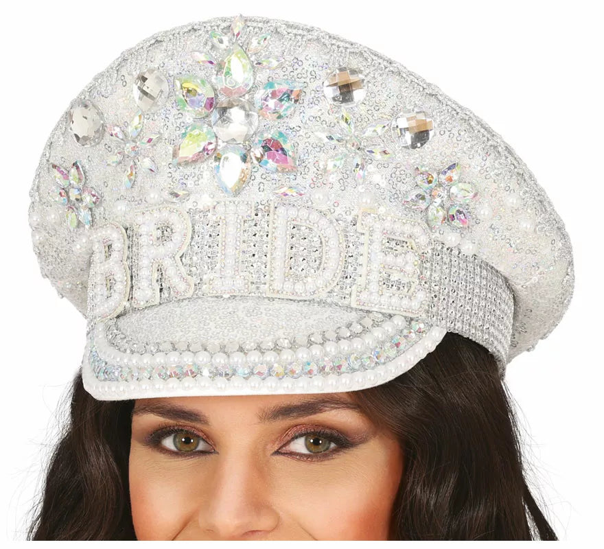 Translation missing: de.Gorra de Policía plateado Bride con pedrería adulto