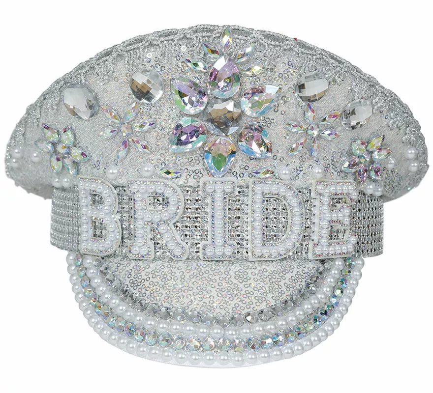 Translation missing: de.Gorra de Policía plateado Bride con pedrería adulto