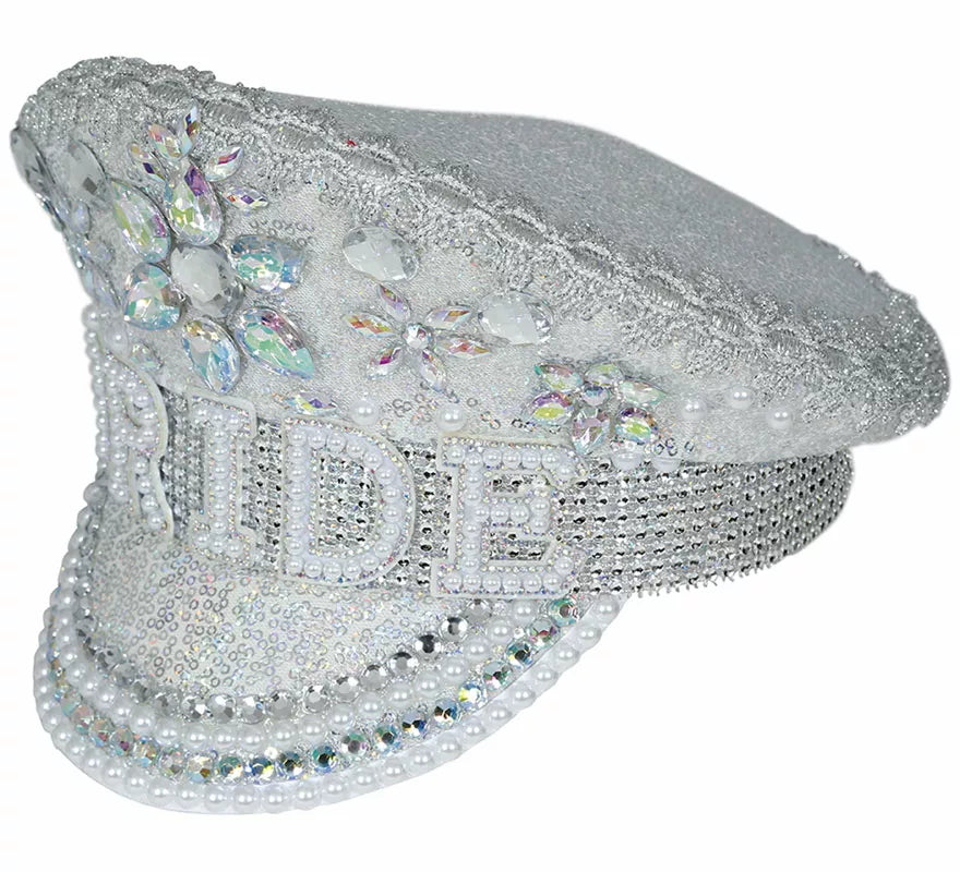 Translation missing: de.Gorra de Policía plateado Bride con pedrería adulto