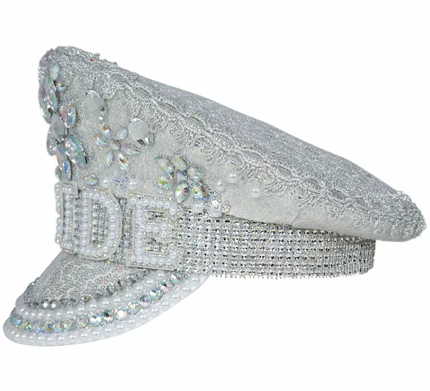 Translation missing: de.Gorra de Policía plateado Bride con pedrería adulto