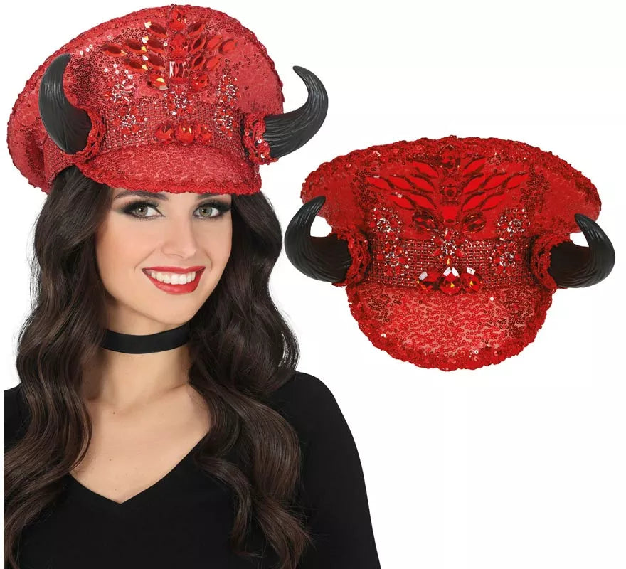 Translation missing: de.Gorra de Policía roja con Cuernos adultos