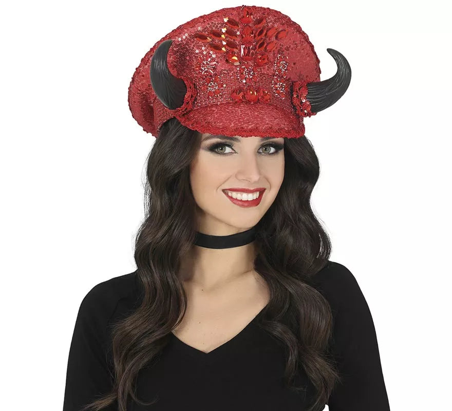 Translation missing: de.Gorra de Policía roja con Cuernos adultos