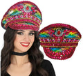 Gorra de Policía rosa con Pedrería multicolor adultos