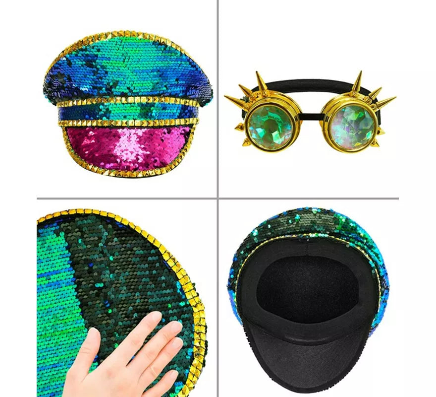 Translation missing: de.Gorra Festival con Gafas Caleidos y Lentejuelas multicolores