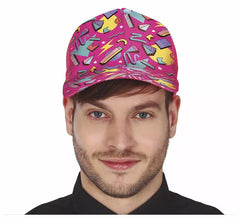 Fuchsia Cap mit Print der 80er