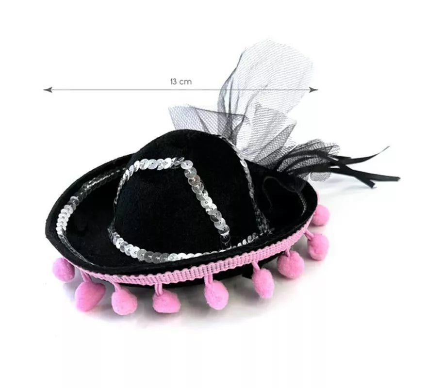 Translation missing: de.Gorrito Catrina Borlas rosa de 13 cm