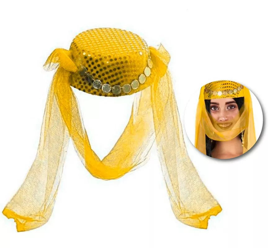Translation missing: de.Gorro Árabe amarillo con velo adulto