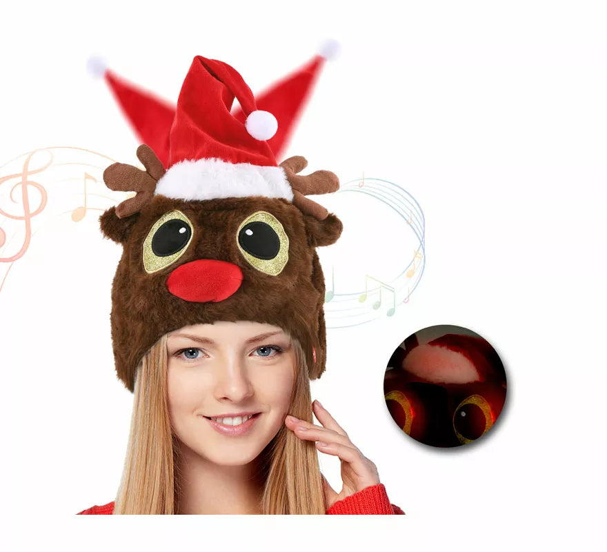 Gorro Bailarín de Reno con Luz