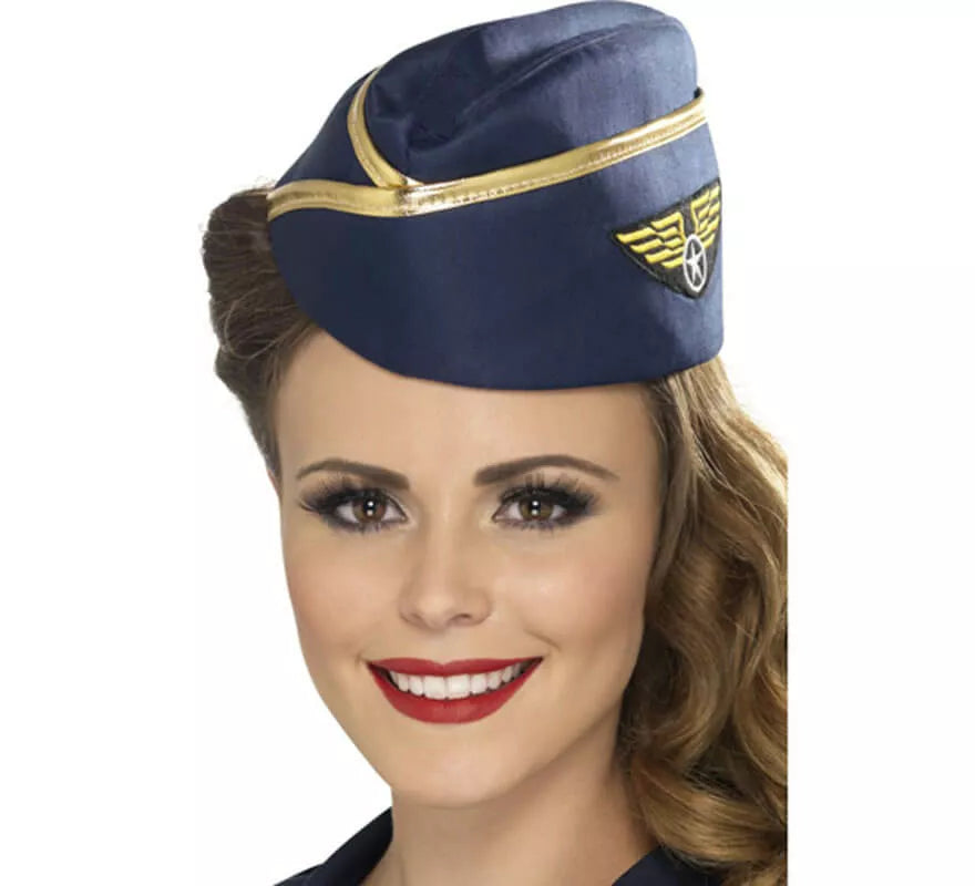 Translation missing: de.Gorro de Azafata Vuelo Comercial color Azul con Insignia