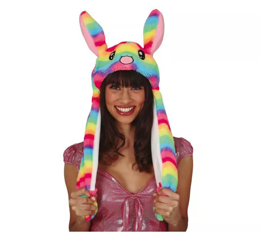 Gorro de Conejito Multicolor con Movimiento