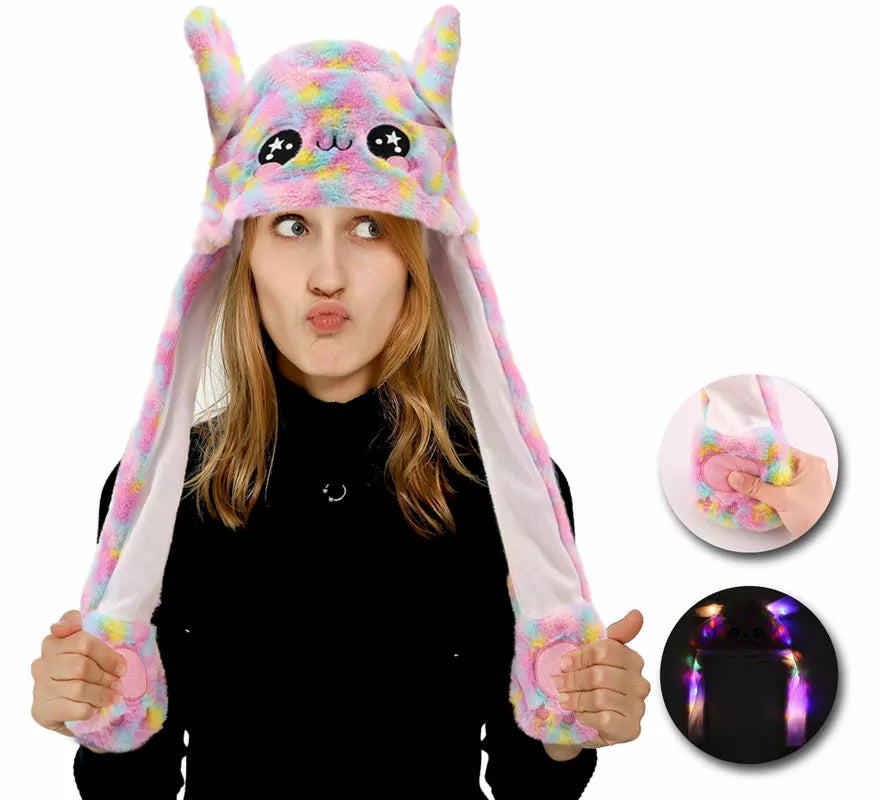 Gorro de Conejo con Oreja Móviles y Luz