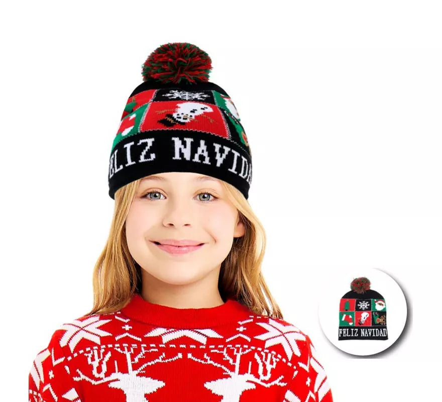 Translation missing: de.Gorro de Figuras Navideñas oscuro infantil