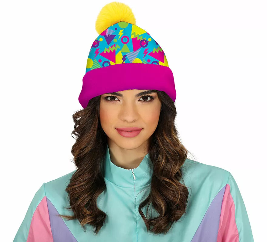 Translation missing: de.Gorro de Lana amarillo y rosa años 80 adulto