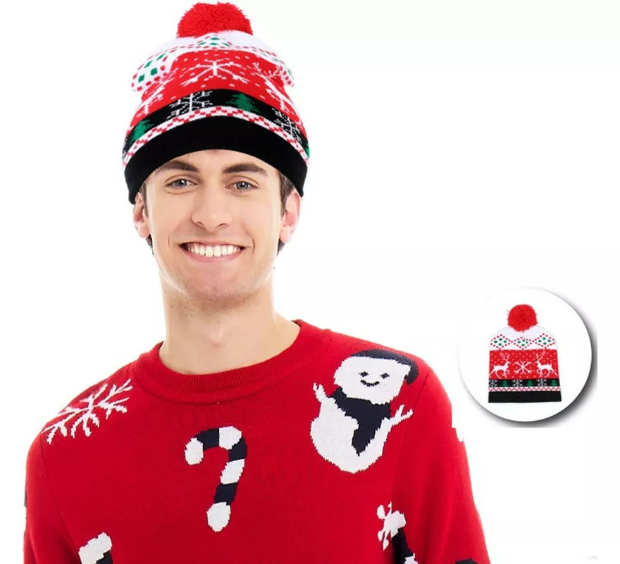 Translation missing: de.Gorro de Navidad Reno rojo y blanco adulto