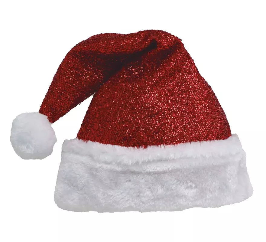 Gorro de Papá Noel brillante de lujo infantil