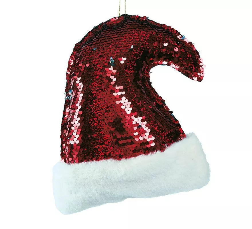 Translation missing: de.Gorro de Papá Noel Lentejuelas Rojo 20 cm para decorar Árbol de Navidad