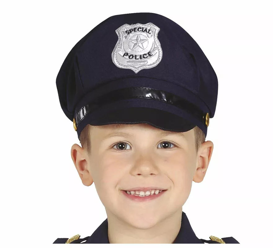 Translation missing: de.Gorro de Policía con Insignia Plateada Infantil