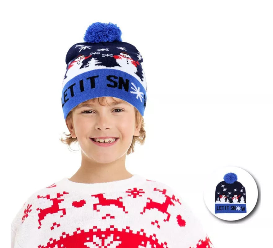 Translation missing: de.Gorro de Reno en Nieve azul infantil