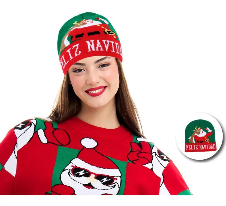 Translation missing: de.Gorro de Selfie Navideño verde adulto