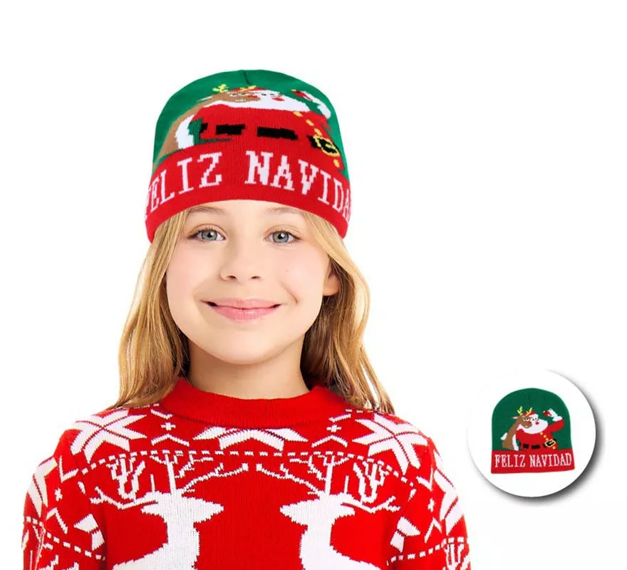 Translation missing: de.Gorro de Selfie Navideño verde infantil