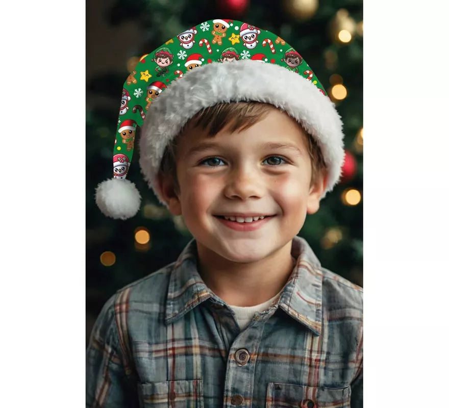 Translation missing: de.Gorro Estampado Navideño verde infantil