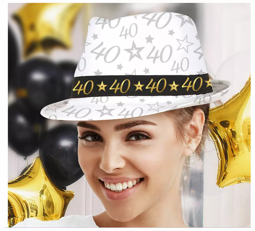Translation missing: de.Gorro Gángster Blanco 40 Años Cumpleaños y Aniversarios